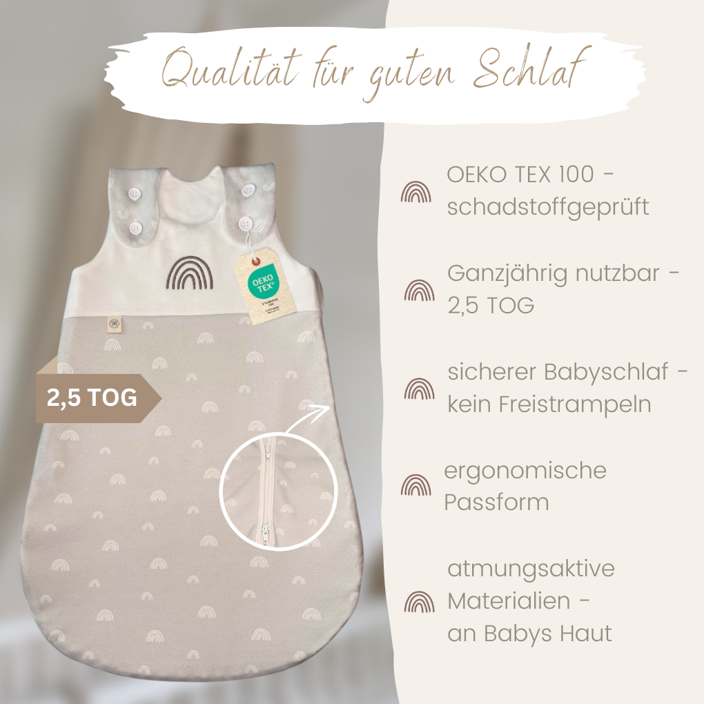 Schlafsack 2,5 TOG - Regenbogen - grau